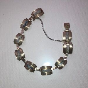 Elegant Silver  Bracelet with Abalone Shell Inlay